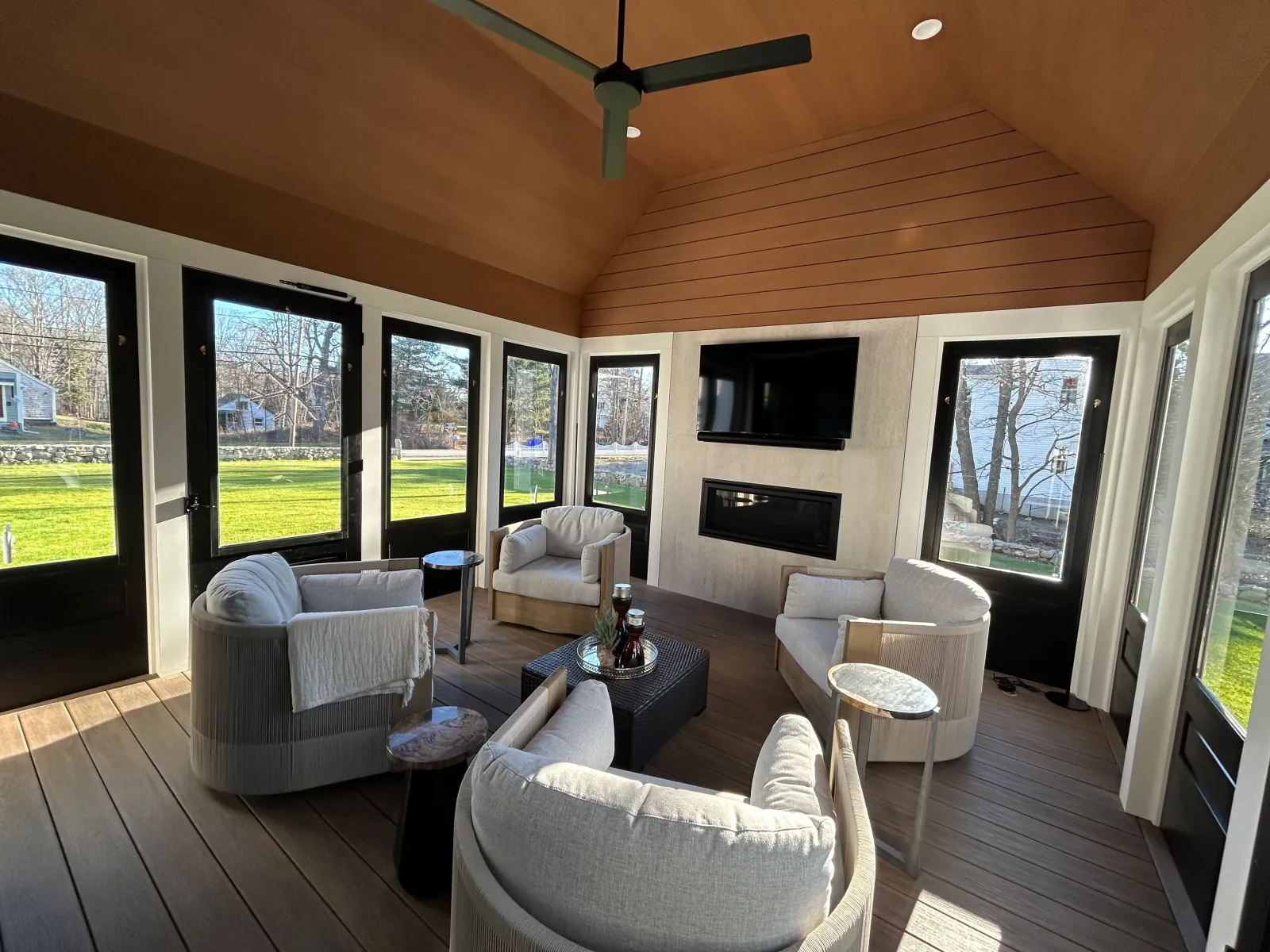 Open staircase and hallway painted white — Ashland, MA interior repaint case study